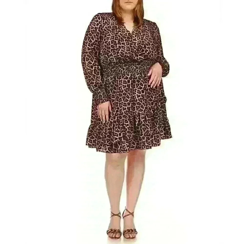 NEW! MICHAEL Michael Kors Women's Plus 3X Julia Smocked-Waist Dress NWT $165